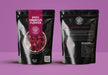 Vibrant dried hibiscus flowers in a well sealed custom resealable pouch