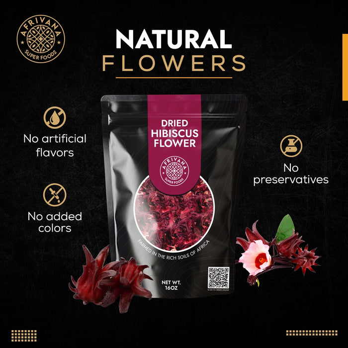 Dried Hibiscus Flowers, Loose Leaf, Case of 12 x 8 oz Bags, Wholesale